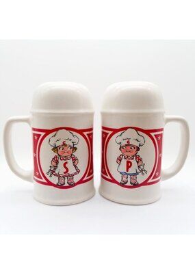 Salt Pepper Shakers Campbell's Soup Kids Set Handles Large VTG Twins Retro Large